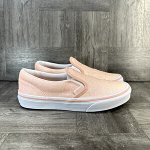 Vans Classic Slip-On Kids Size 5.5 Pink Glitter Sparkly Skate Shoes NEW